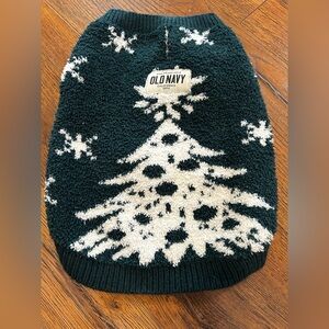 Old Navy Forest Green/White Christmas Tree & Snowflake Dog Sweater, Small
